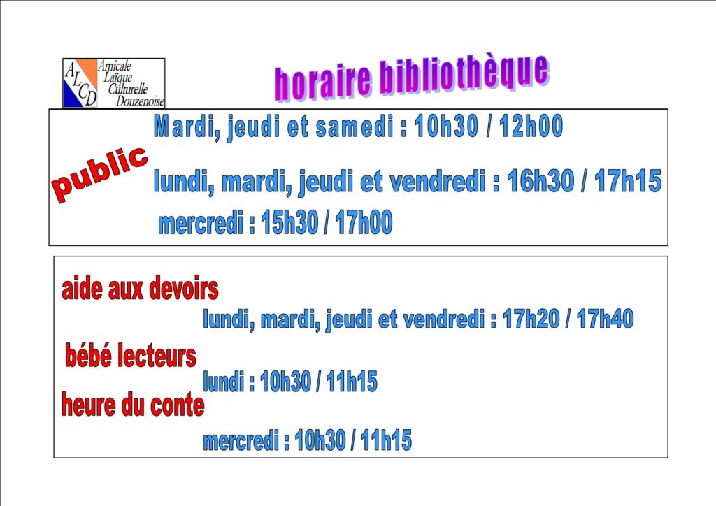 horaire biblio 20250918
