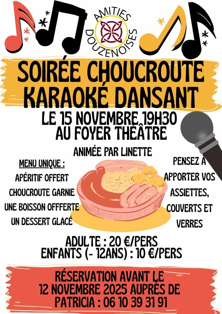 Soirée choucroute karaoké Amitiés Douzenoises
